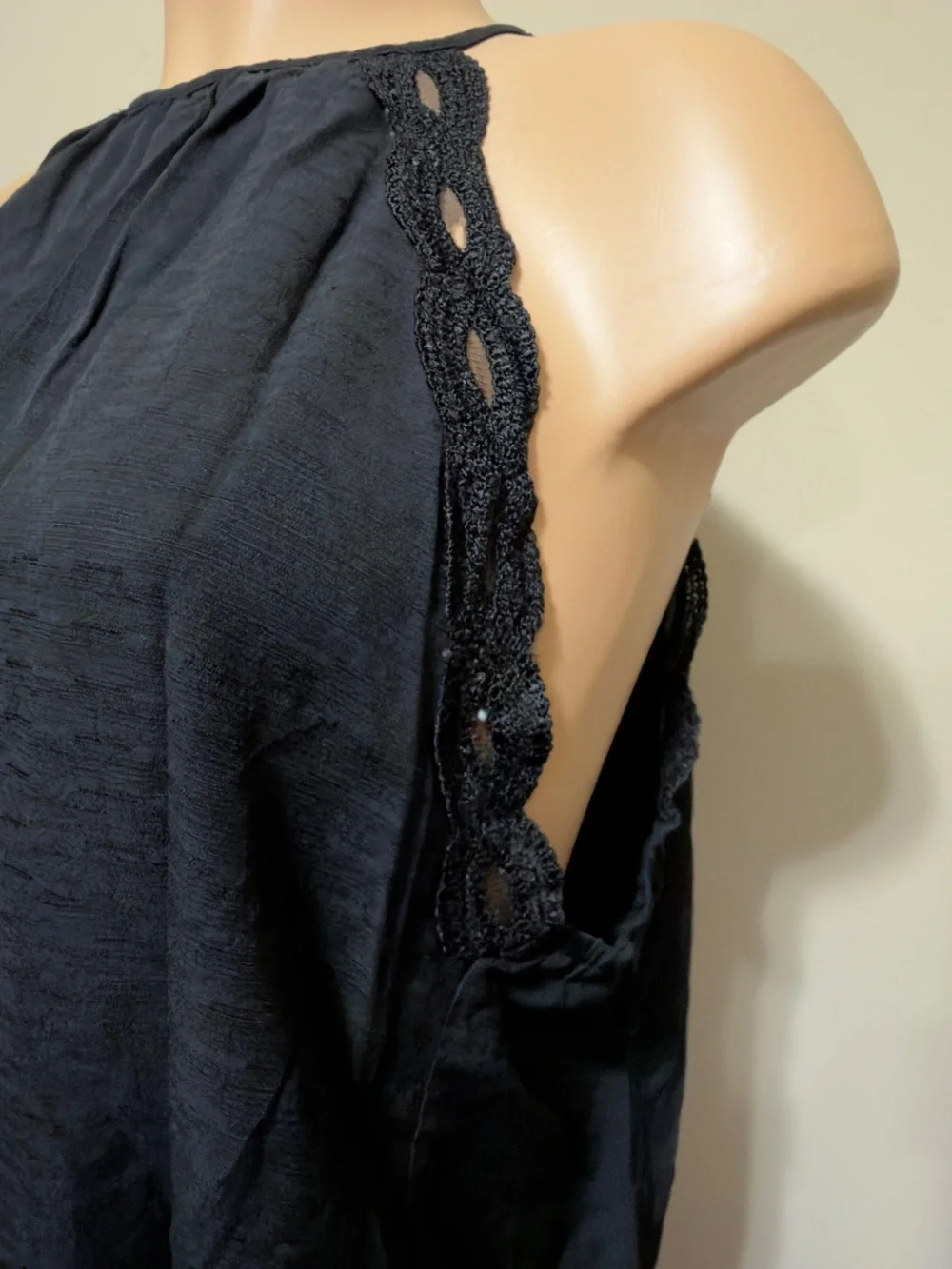 Kendall & Kylie Black Halter Camisole with Lace Trim